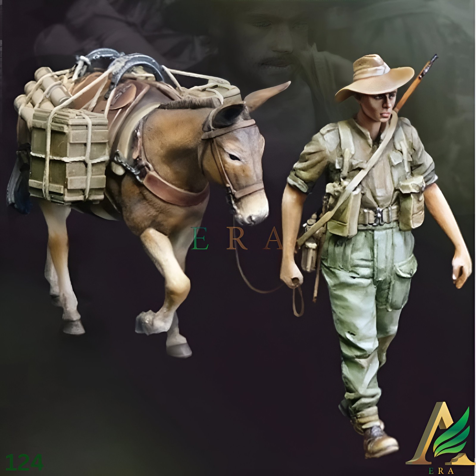 1/35 WW2 Special Force With Mule Resin Figure Unpainted Model Kit Toys New