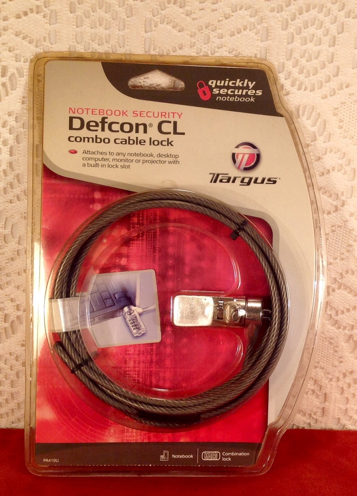 TARGUS Notebook Security Defcon CL Combo Cable Lock 6.5' Cable Length
