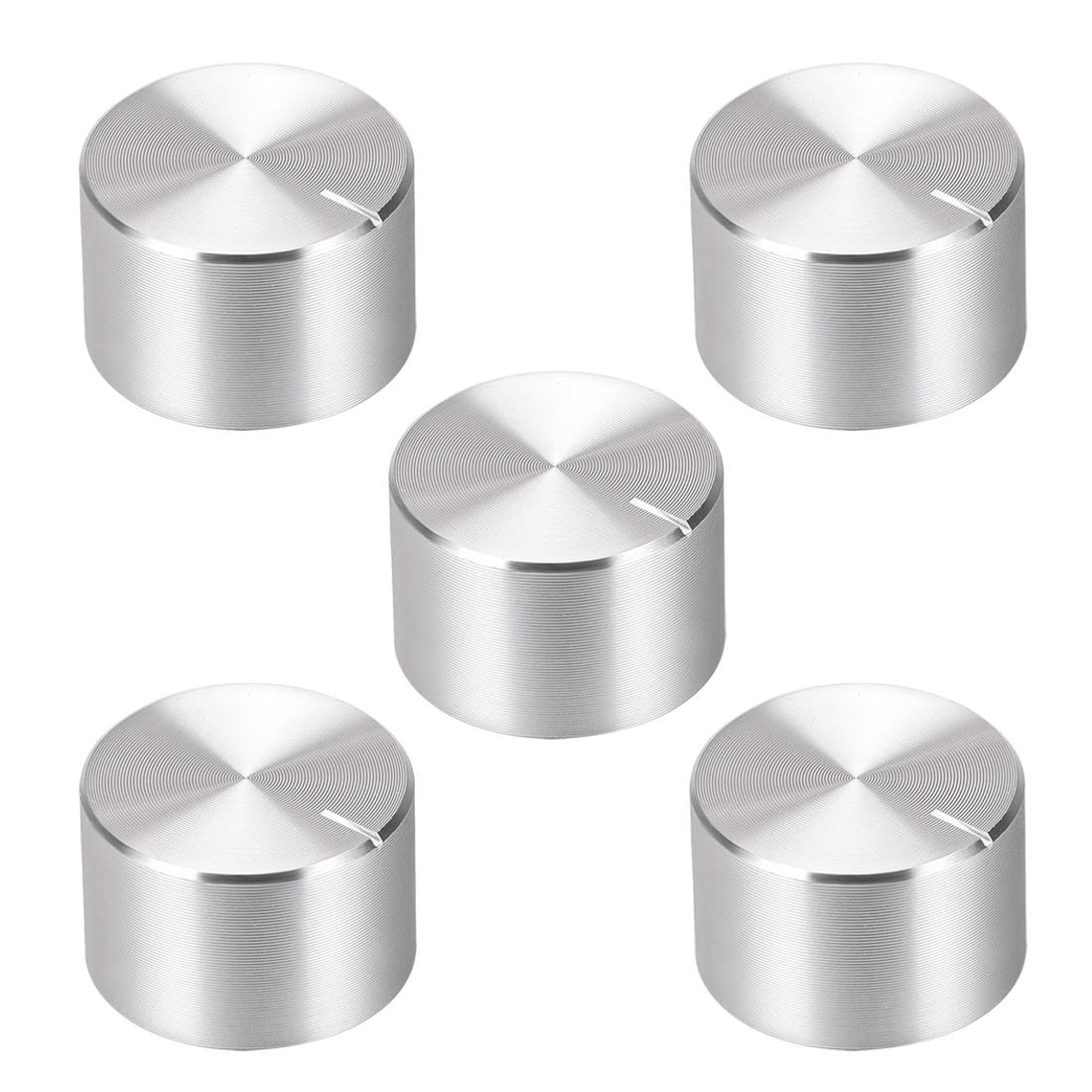 uxcell 5pcs Potentiometer Knob Knurled Shaft Silver Tone 20mmx13mm,