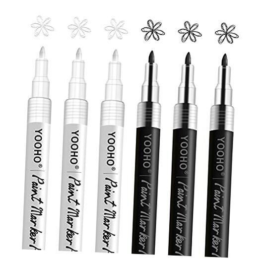 Paint Pen White Black Acrylic Marker Set for Rock Wooden Tire Metal black,white