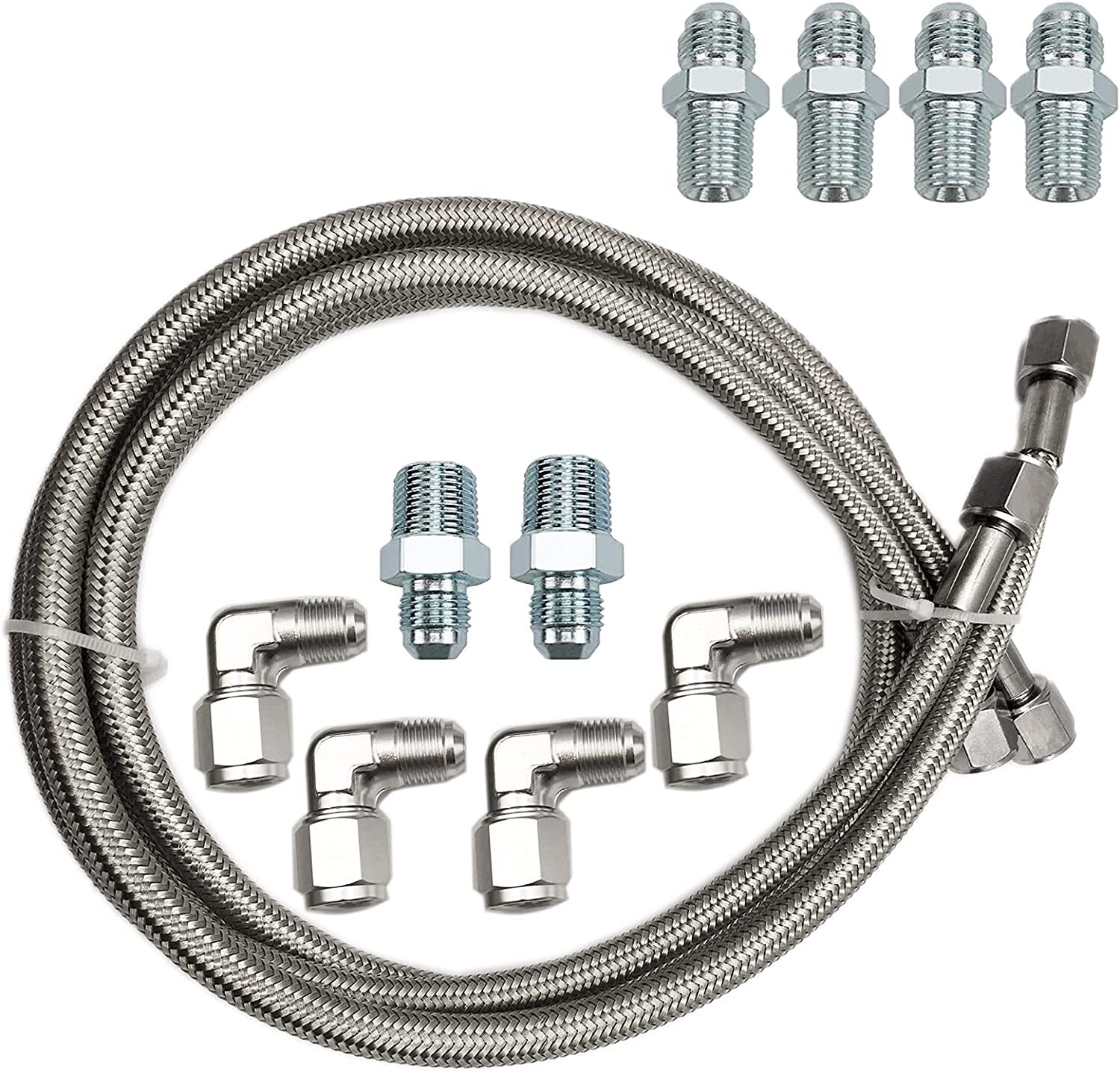 For Chevy Ford TH350 700R4 TH400 SS Braided Transmission Cool Hoses Lines Kit