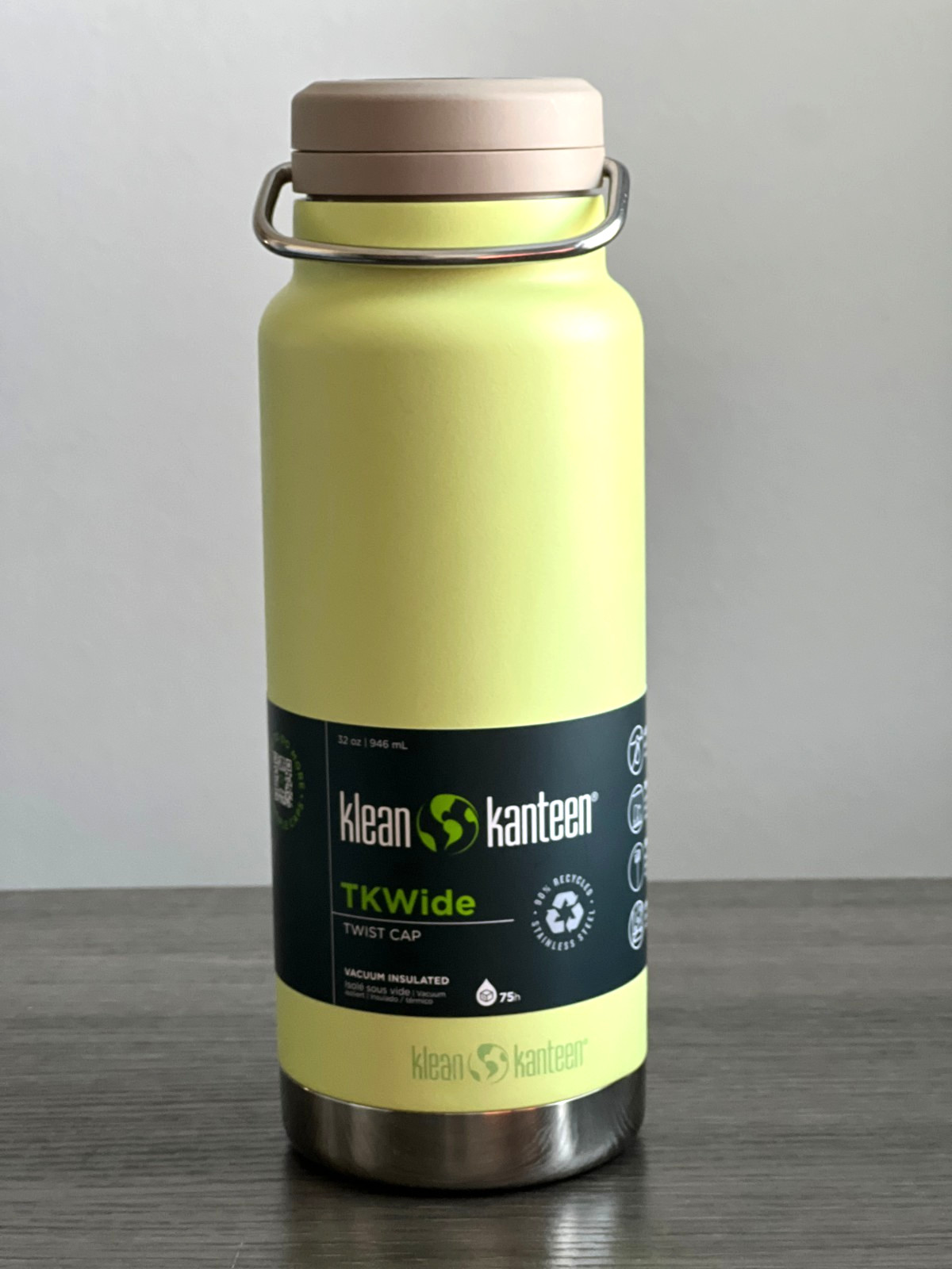 Klean Kanteen 32oz Insulated Bottle – Shadow Lime – Stainless Steel – New