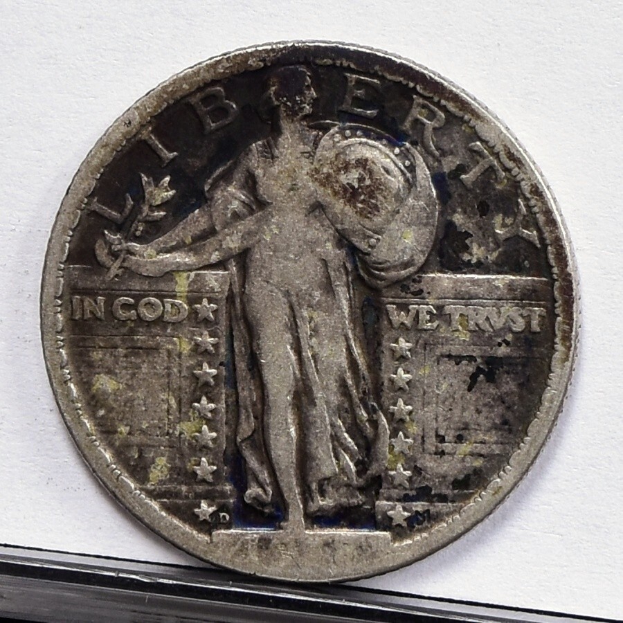 1918-D Standing Liberty Quarter - Fine Details, Cleaned (#59573-L)