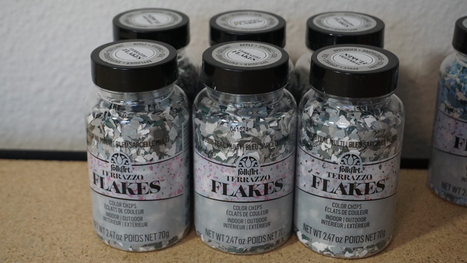 10 Lot Folkart Terrazzo Flakes Color Chips 2.47oz Teal Blue Green