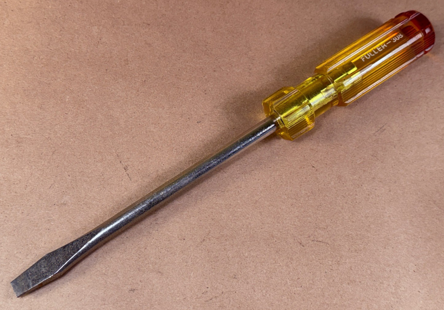 Large Vintage Fuller 308 Flat Tip Slotted 3/8" Tip Screwdriver 11-1/2"