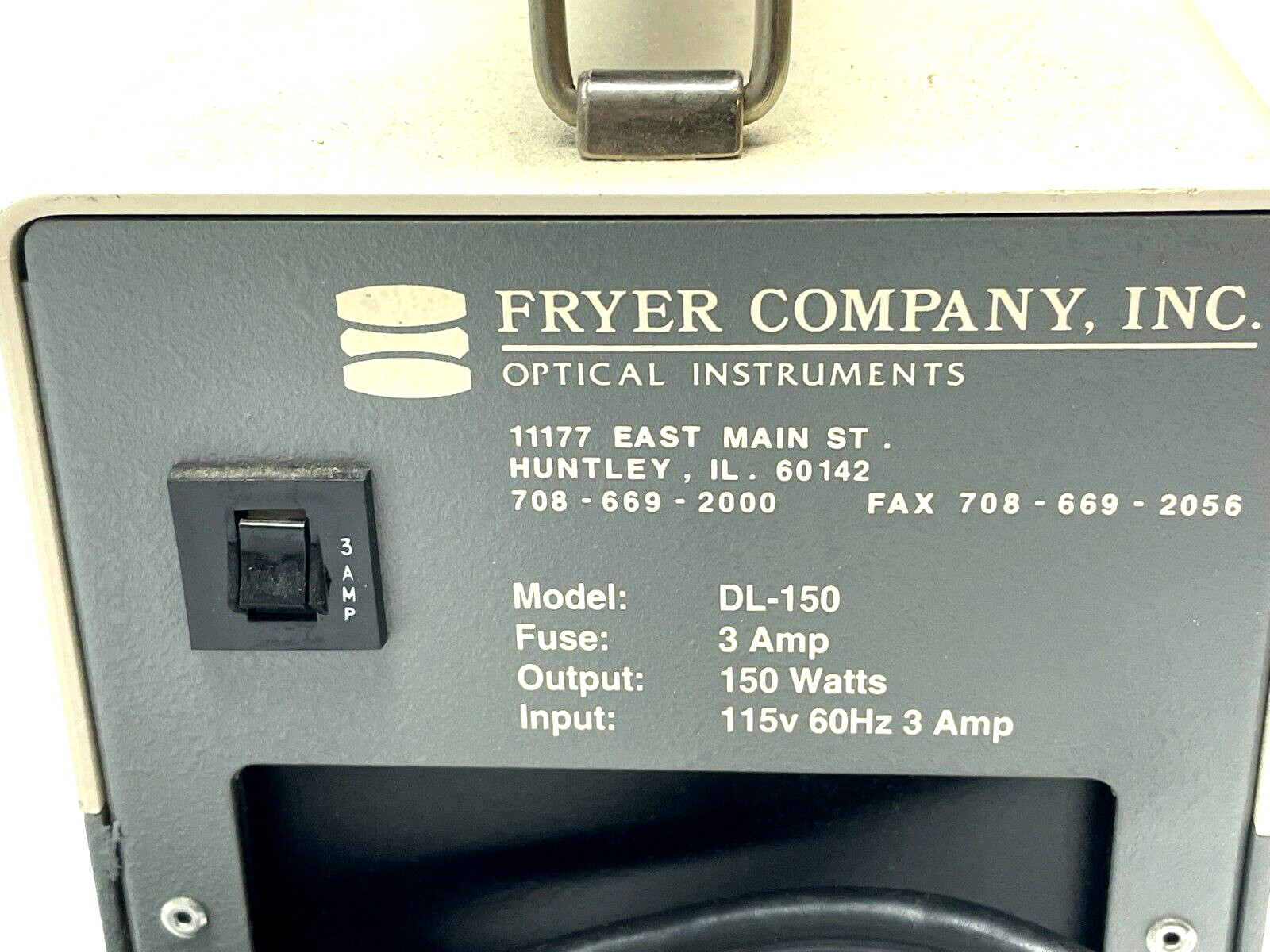 Fryer Company DL-150 Fiber Optic Power Supply 115V 60Hz 3A