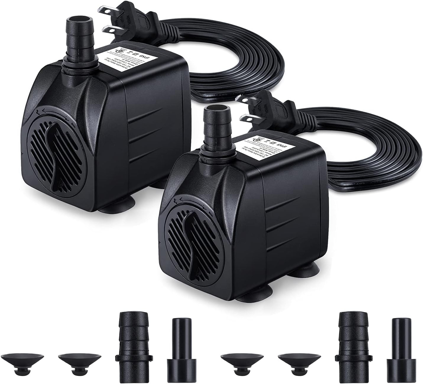 2 Bombas Agua Sumergibles 160GPH para Fuente, Estanque, Acuario