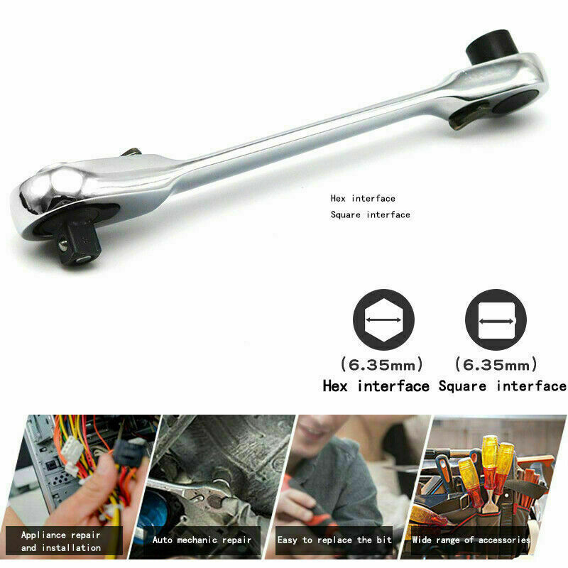 1/4 INCH MINI DOUBLE ENDED QUICK SOCKET RATCHET WRENCH ROD SCREWDRIVER BIT TOOL!