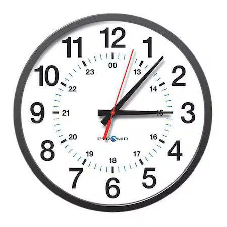 Pyramid 9A13dg 13-1/4" Analog Wireless Synchronized Wall Clock, Black