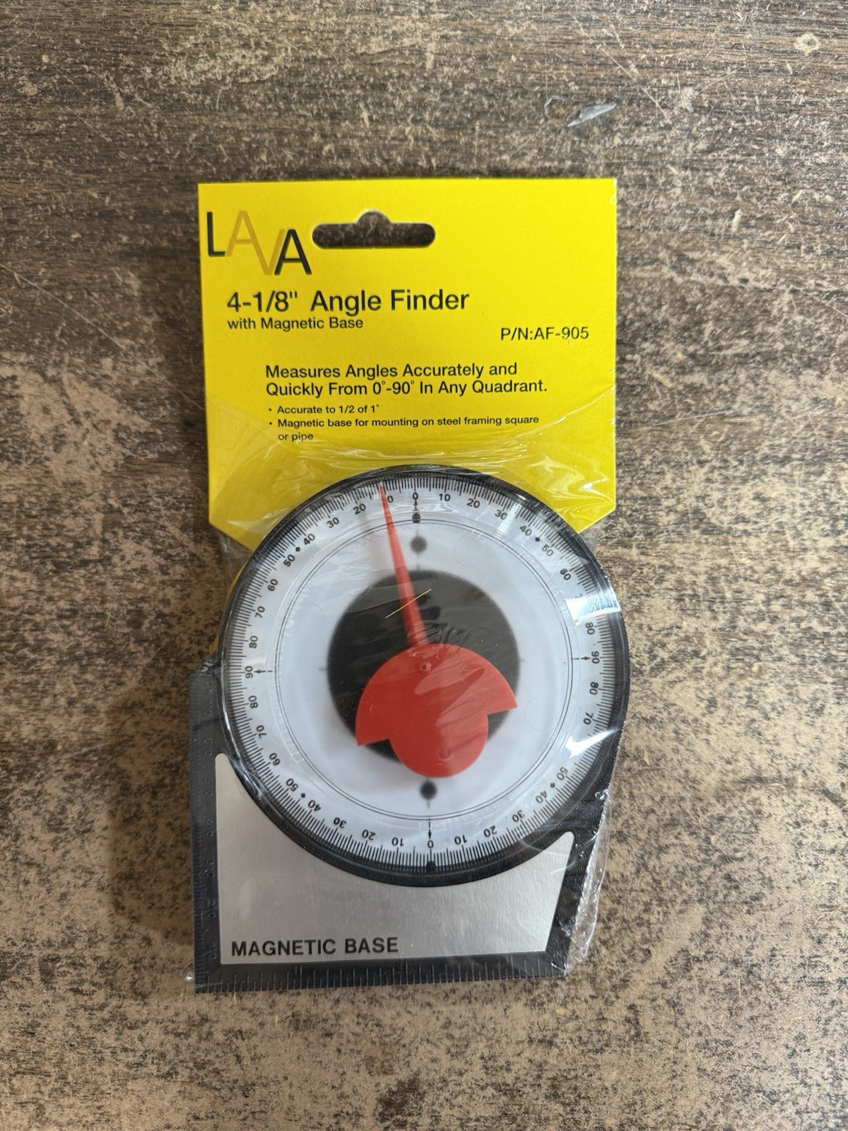 LAVA AF-905 Magnetic Base Angle Finder with Conversion Chart Polycast