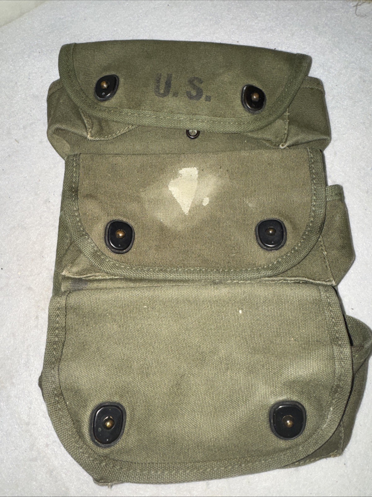 Vintage U.S. Army Canvas Carrier, Grenade 3 Pocket Carrier , No Strap