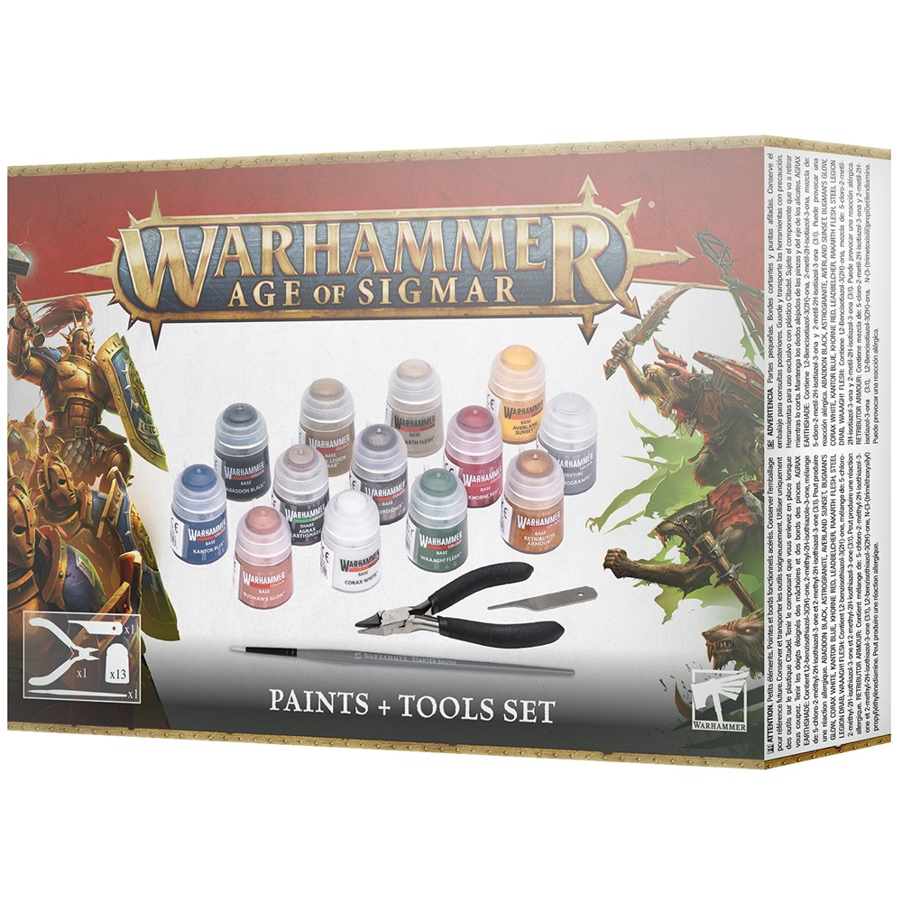 Warhammer Age of Sigmar Paints & Tools Starter Set for Miniatures 80-17