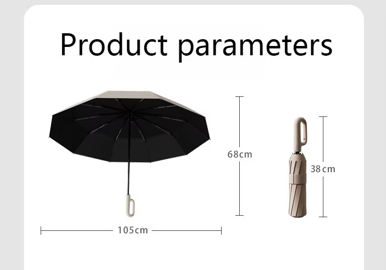 Heavy Duty Windproof Umbrella with Safety Reflective Ring Buckle