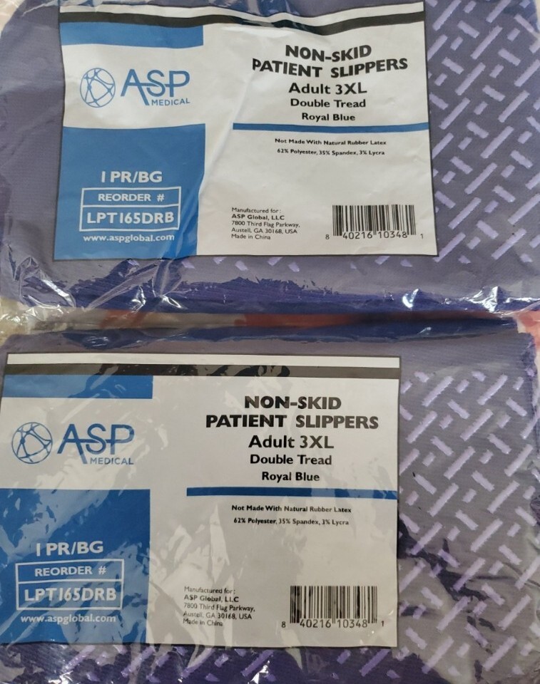 💙(3)PAIR ASP Medical Hospital NONSKID NO SLIP Socks BLUE DoubleTread 3XXX LARGE