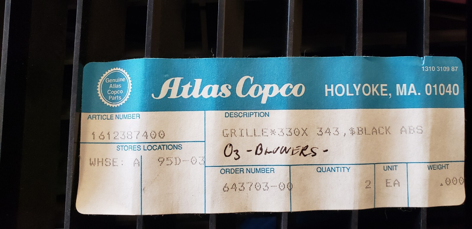 ATLAS COPCO GRATING Part 1612387400  (F1-4B)