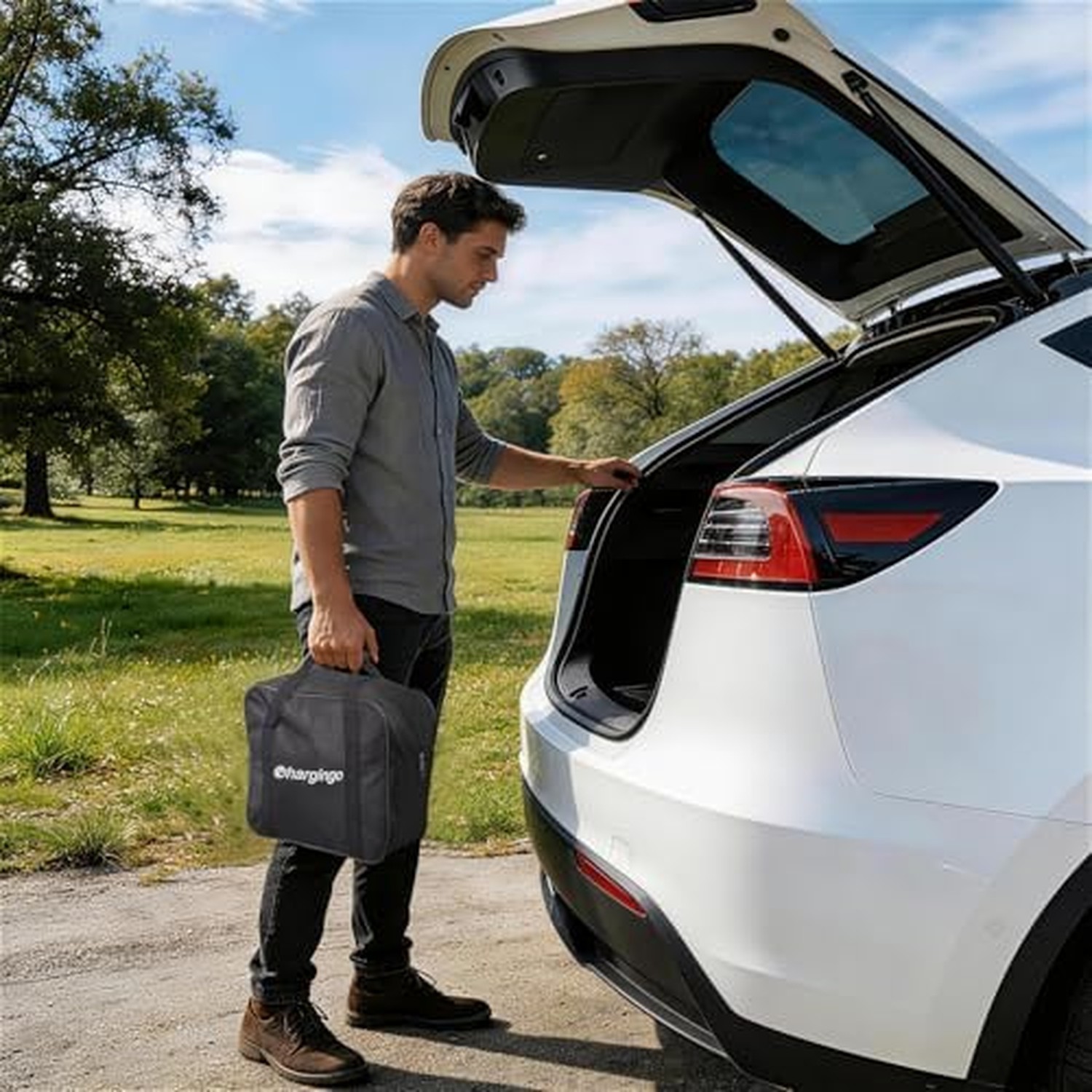Level 1/2 Portable EV Charger for Tesla Model Y/3/S/X, Home 240V 16A (NEMA 6-...