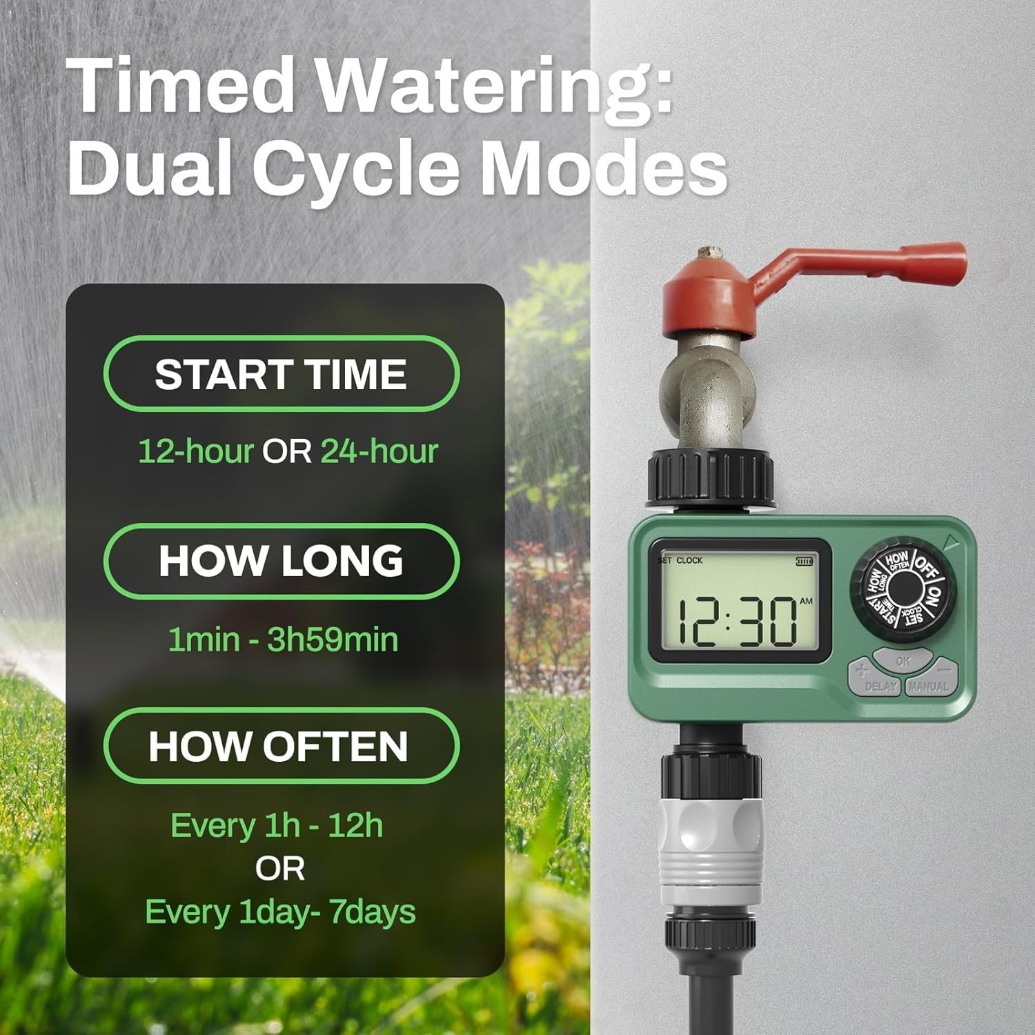 BN LINK Programmable Sprinkler Timer with Rain Delay – Waterproof Digital Wat...