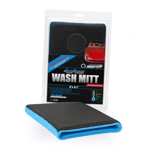 AUTOSCRUB Fine Grade Wash Mitt,Weft Knitted Microfiber [AS-016] Blue, 6" x