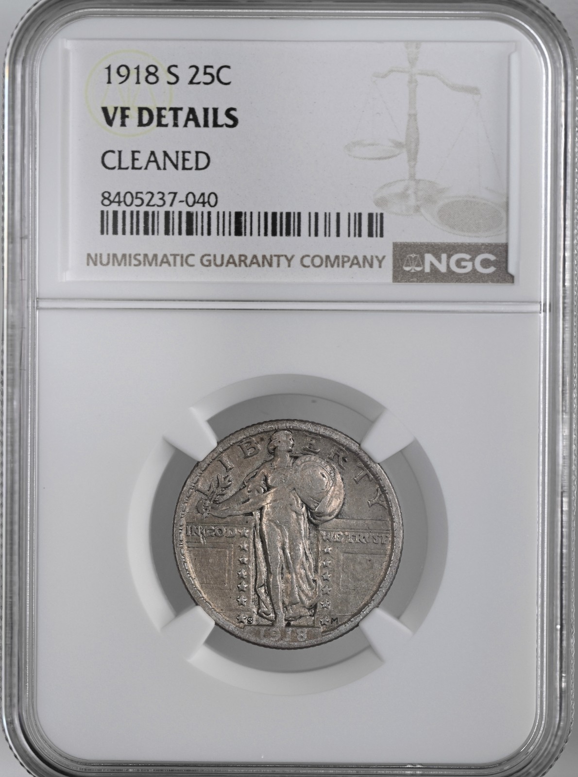 1918-S  25C STANDING LIBERTY QUARTER  NGC VF DETAILS "CLEANED" 8405237-040