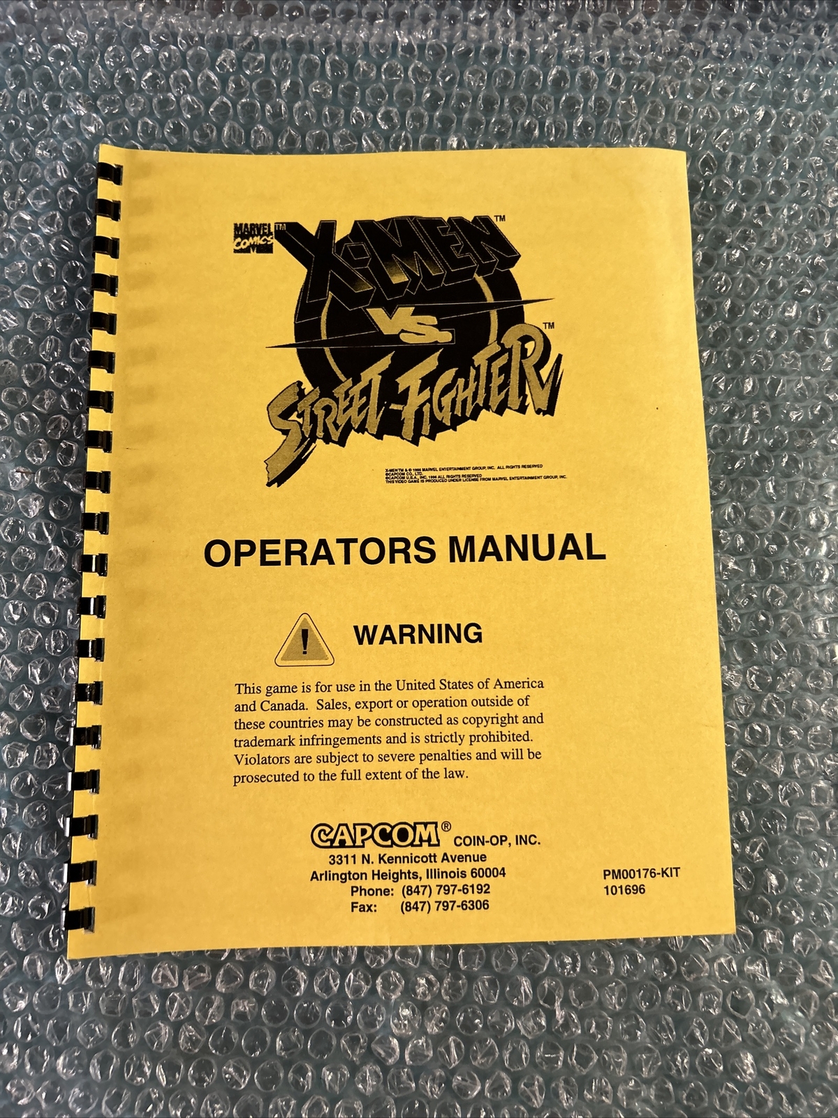 101696 ORIGINAL  x-men vs street fighter capcom   ARCADE VIDEO GAME manual Cps2