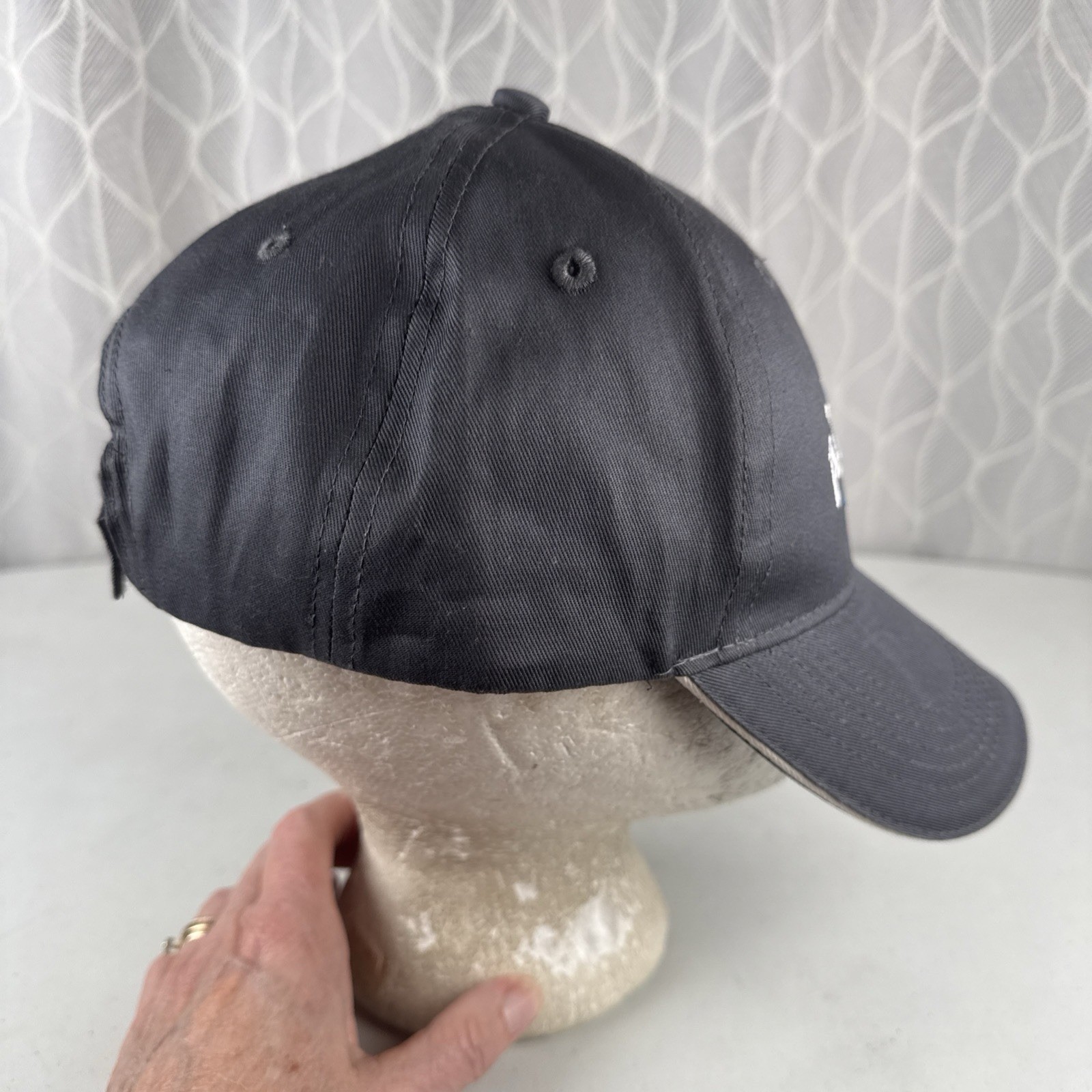 ALASKA in White over Royal Blue State Outline on Gray Hat Cap Hook Loop