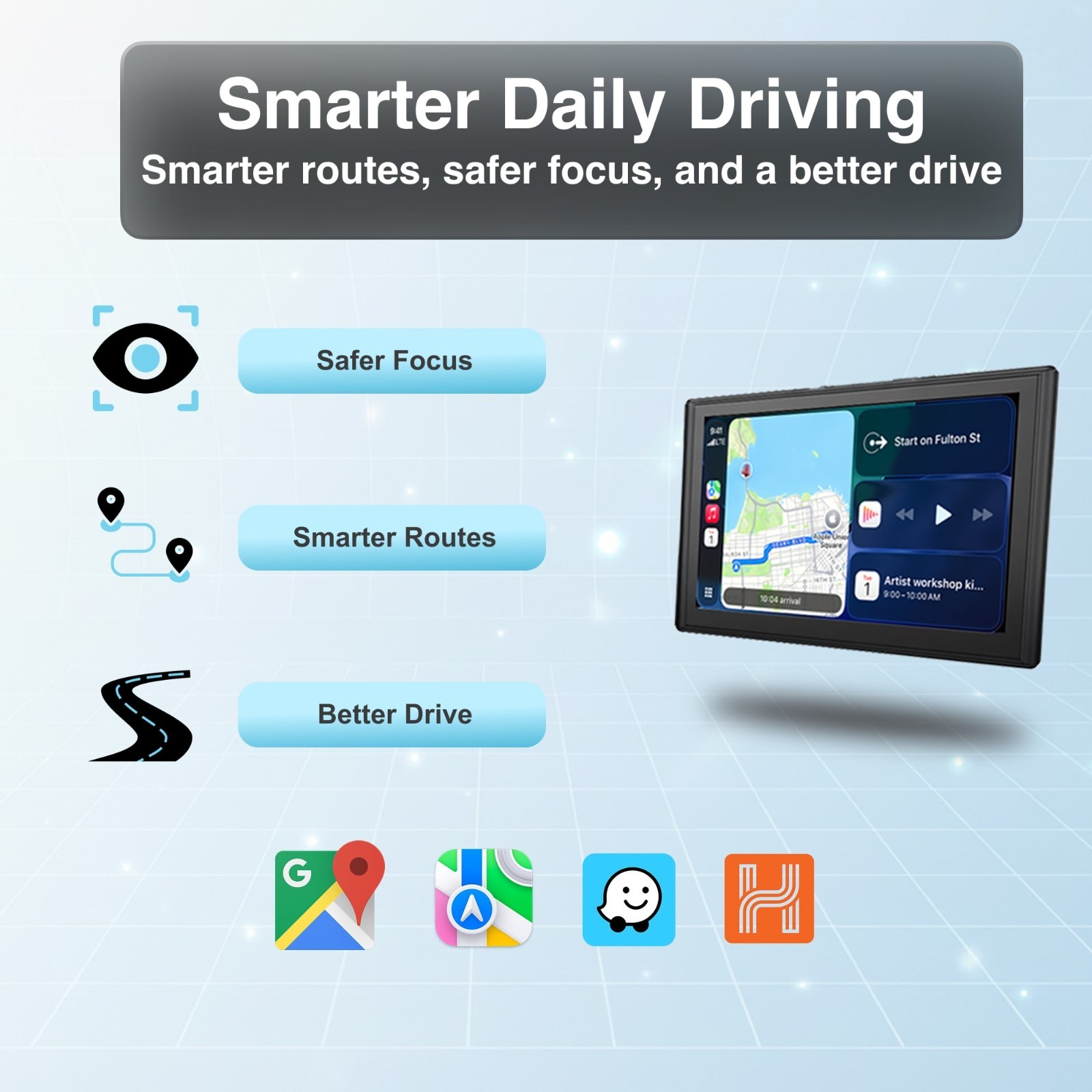 Laser 7in CarPlay Android Auto Screen Dual Cameras Wireless Portable