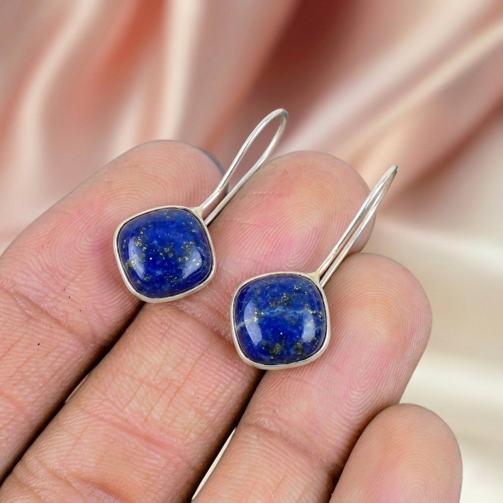 Lapis Lazuli Silver Earring 925 Sterling Silver Handmade Earring Silver Earring