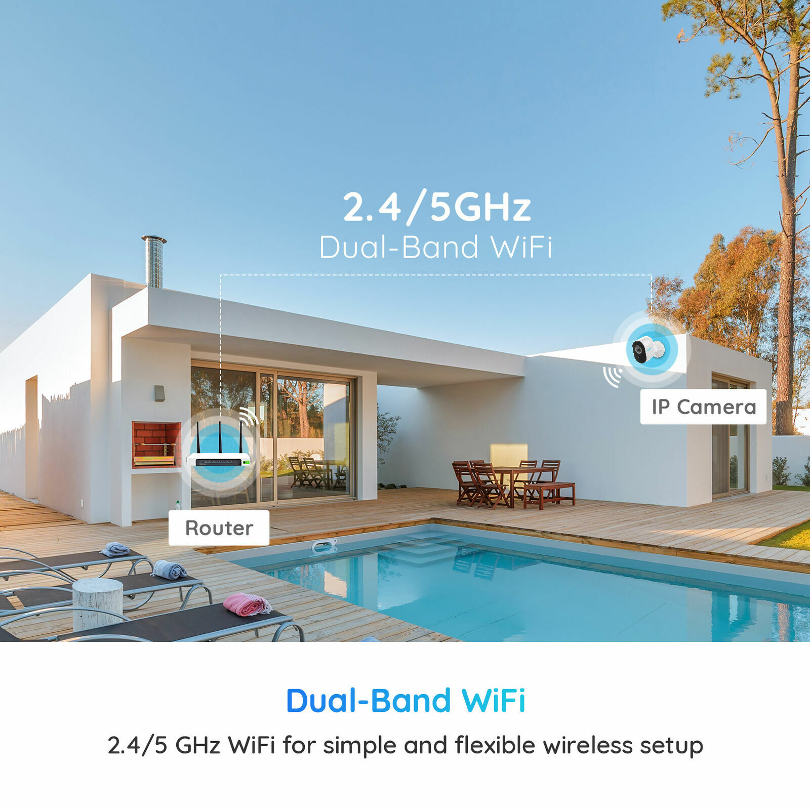 Reolink 5MP Wireless WiFi Security Camera Battery Powered 2.4/5GHz + Solar Panel