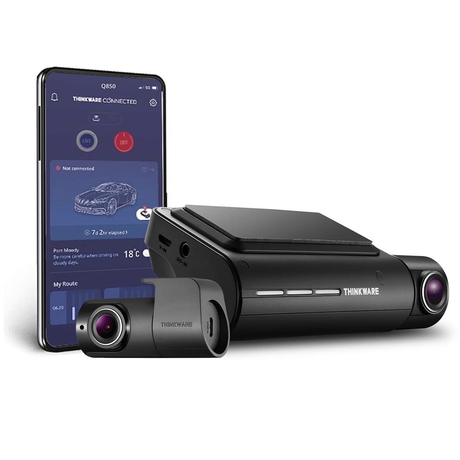 Thinkware Q850 PRO 2K Front & 2K Rear, 64GB, Super Night Vision, Bluetooth, GPS