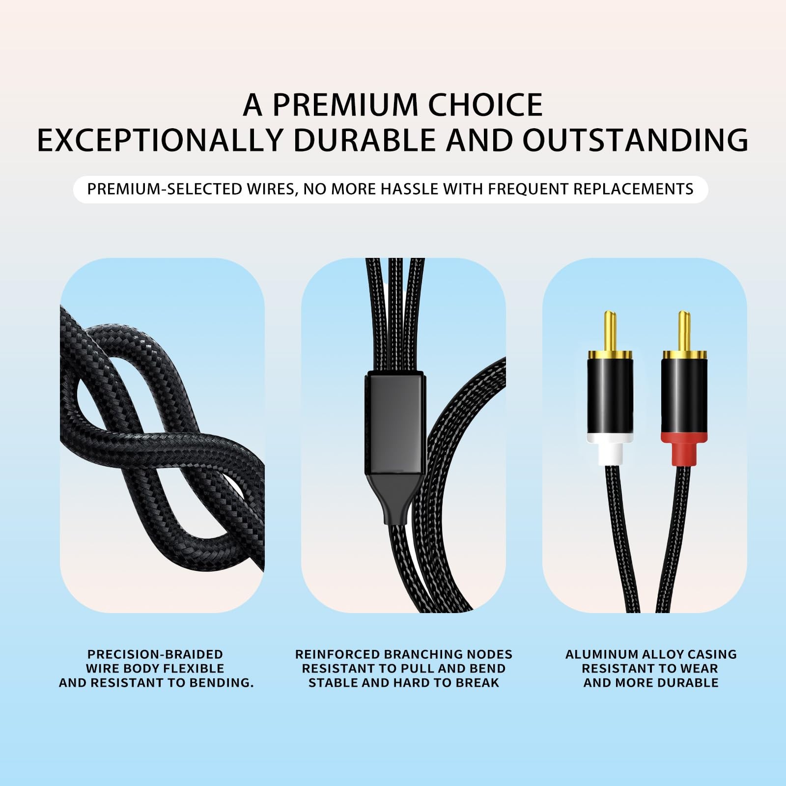 Lightning to RCA Cable Audio Aux Adapter,RCA 3.5mm Cable，USB C 2 Black