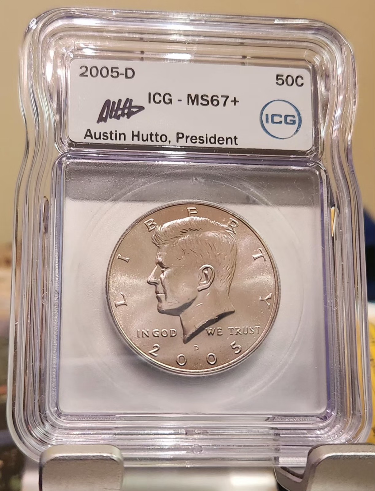 2005-D Kennedy Half Dollar MS67+ PLUS ICG AUSTIN HUTTO SIGNED