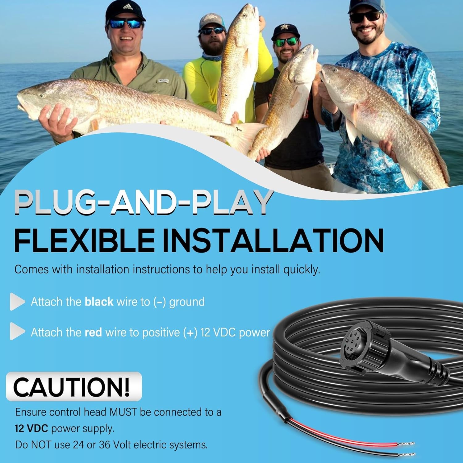 720085-1 Power Cable Replacement for Humminbird Fishfinder PC12 Power Cord, 6 Ft