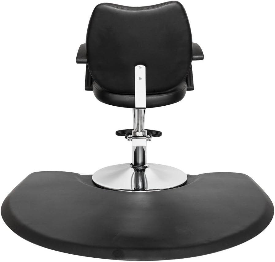 Heavy Duty Barber Shop Mat 36"x48" Semi-Circle 1" Cushion - Non-Slip Floor Pad