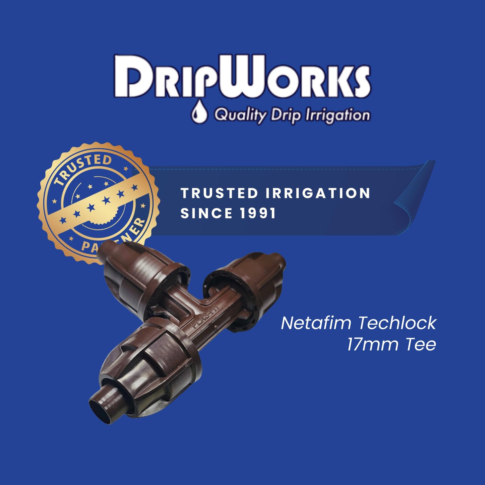 Netafim TechLock 17mm Tee – Durable 3-Way Compression Fitting for Drip