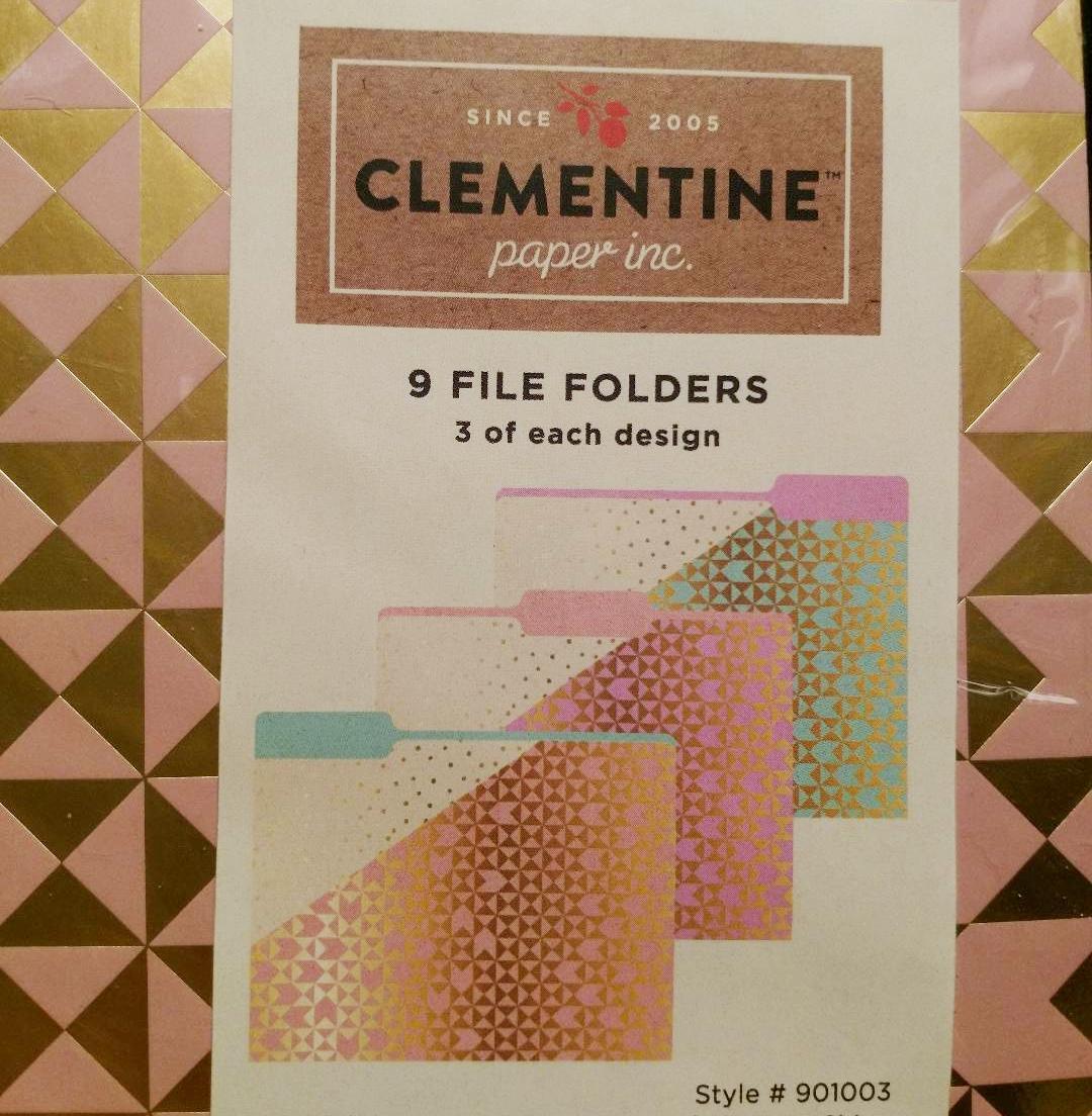 Clementine Paper File Folders 9 ct Set Featuring Triangles and Dots NEW
