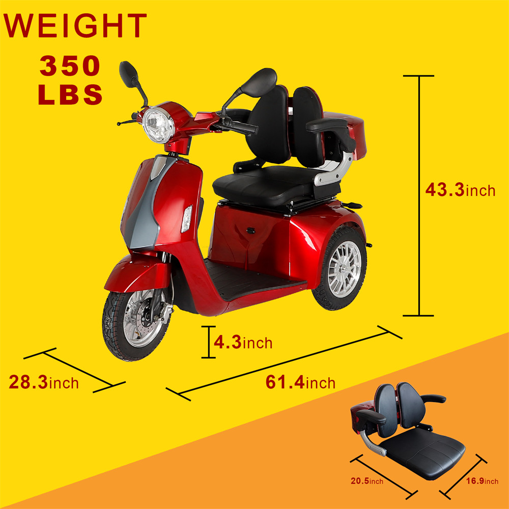 3-Wheel   Mobility Scooter 800W 60V 20AH Battery Motor fit Adult Senior