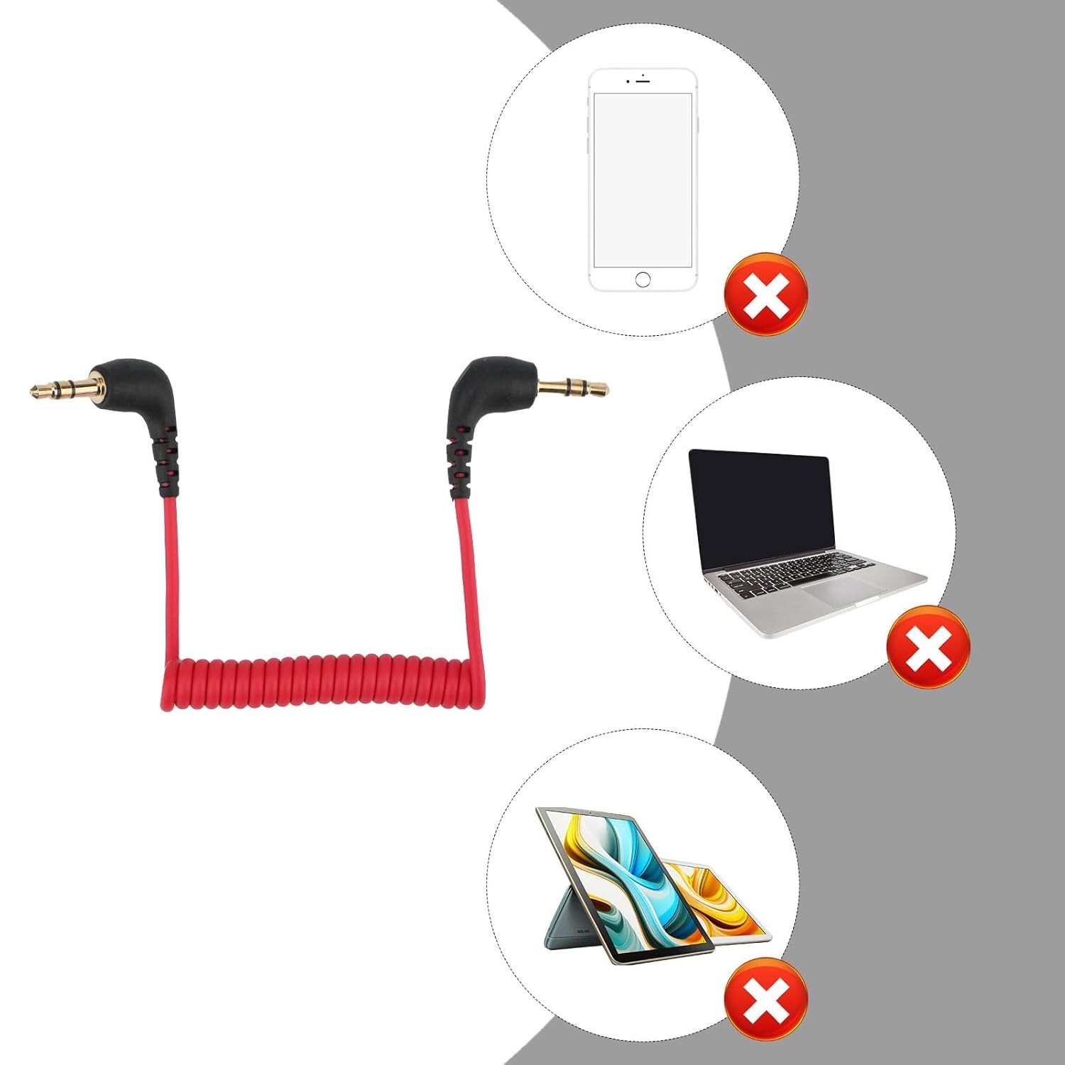 2pcs 3.5mm Microphone Cable, Camera Audio Cable TRS Coiled Dual Patch...