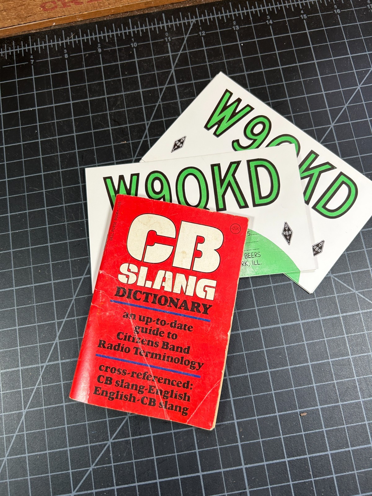 Vintage CB Slang Dictionary 1976 Dell + W9QKD Ham Radio QSL Cards Lot 1950s
