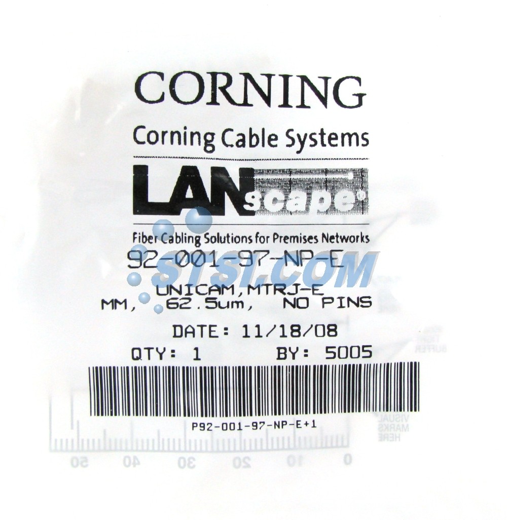 Corning Unicam 92-001-97-NP-E MTRJ-E 62.5um MM Connector, No Pins ~STSI