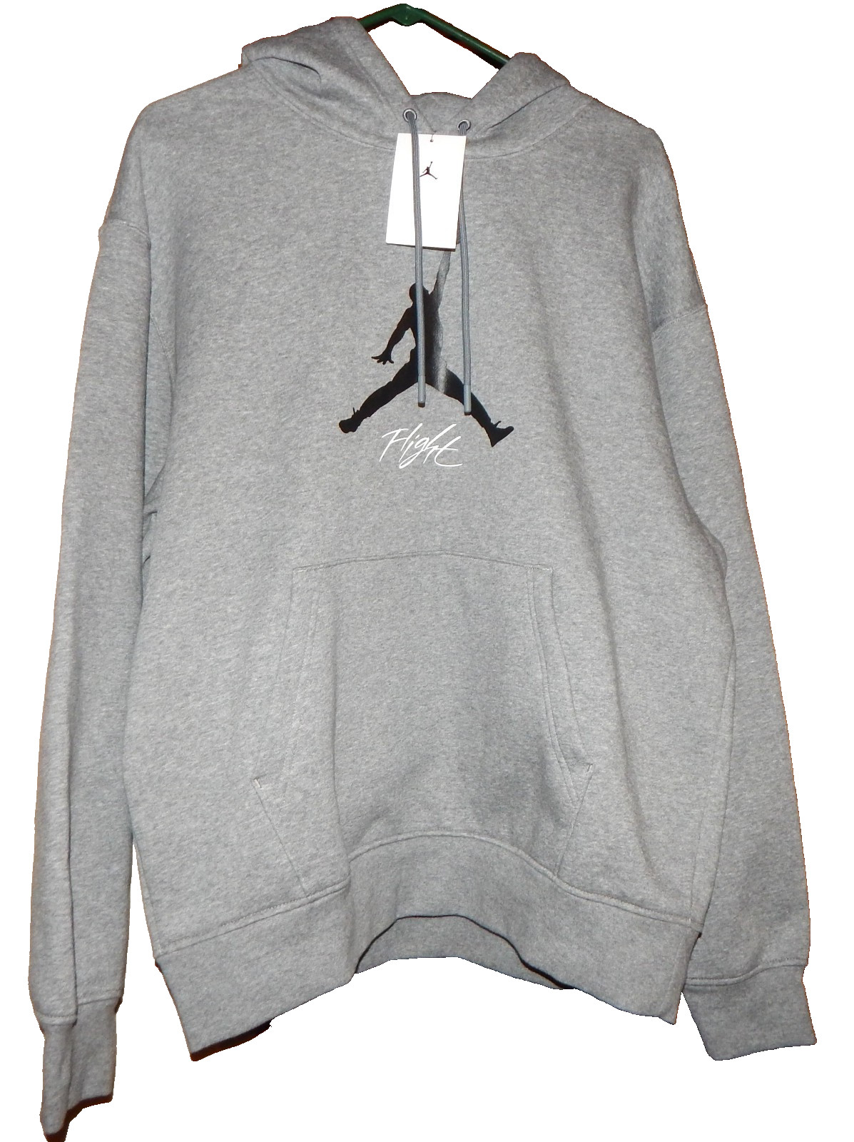 Nike Air Jordan Flight Mens Fleece Hoodie Size L FD7545-091 Heather Grey / Black