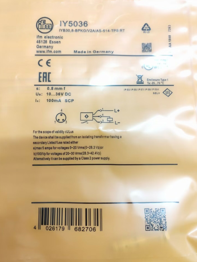 IFM IY5036 Proximity Sensor 10...36 DC New