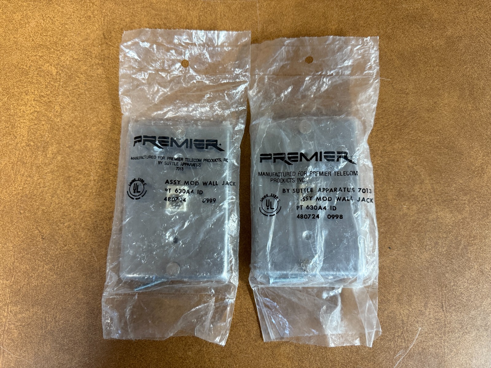 (2) Premier PT 630A4 480724 4 Wire Stainless Steel Phone Jack Wall Plate