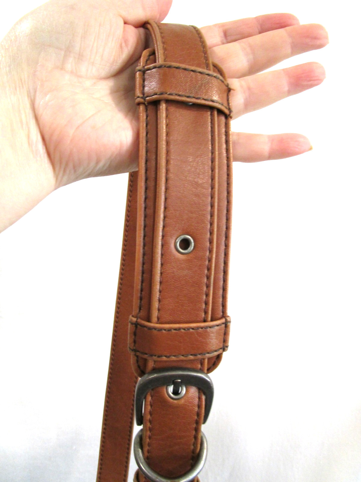 Brown Leather Silver Hardware Adjustable Replacement Shoulder Strap