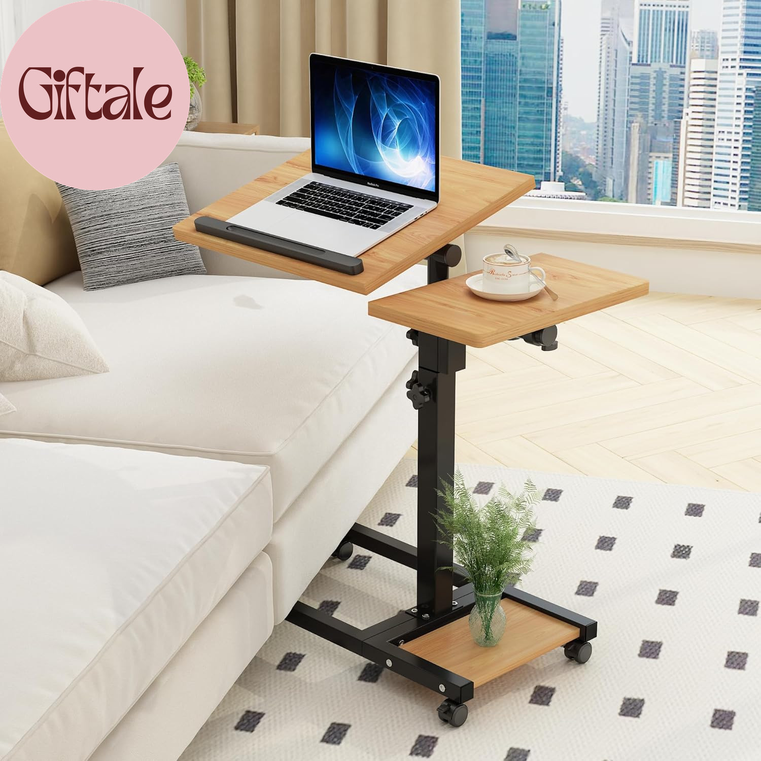 Mobile Adjustable Height Laptop Stand PC Computer Portable Notebook Swivel Lapto