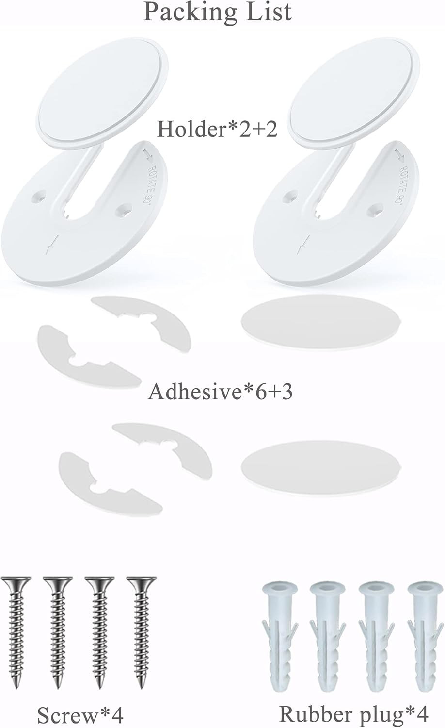 Adjustable Universal Tablet Wall Mount with 90° Swivel (2-Pack, White)