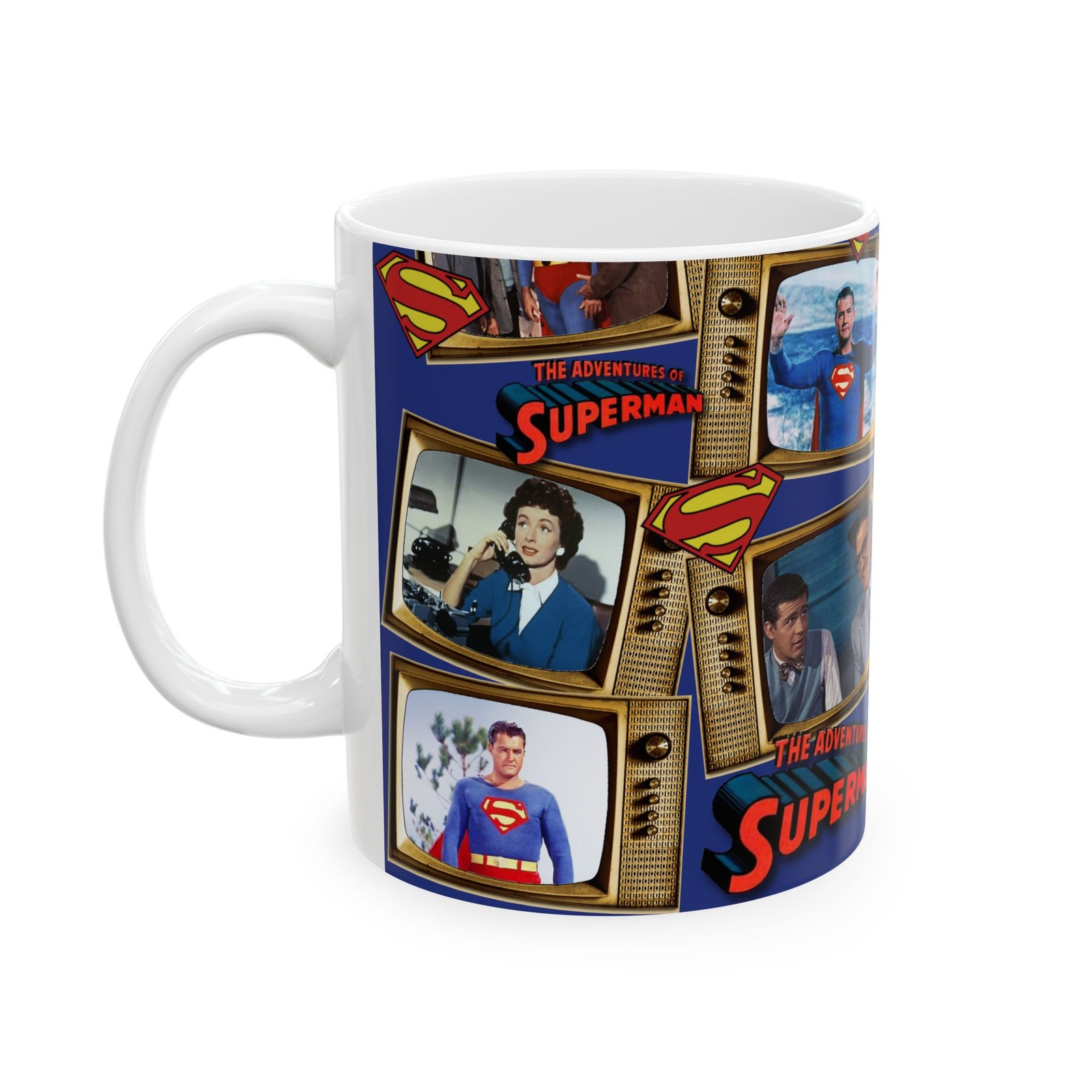 Adventures of Superman Ceramic Mug 11oz, Classic TV Coffee Cup, Pop Culture