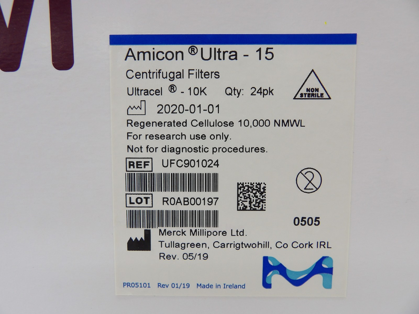 Millipore UFC901024 Amicon Ultra 15 Centrifugal Filters Ultracel 10K Qty: 24 pk