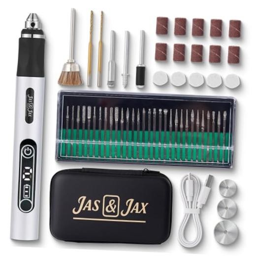 Jas & Jax Engraving Pen - Portable Cordless Tool for DIY Projects & Silver