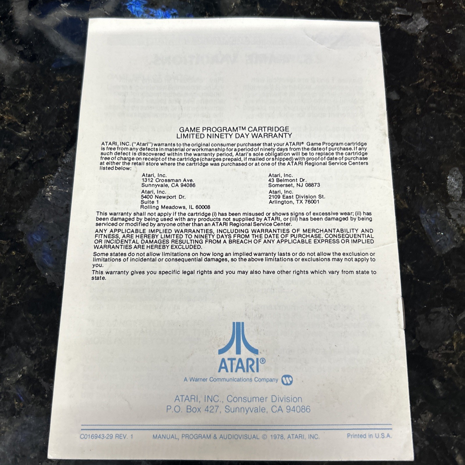 Sky Diver Atari 1978 Program Instructions Manual Only CX2629