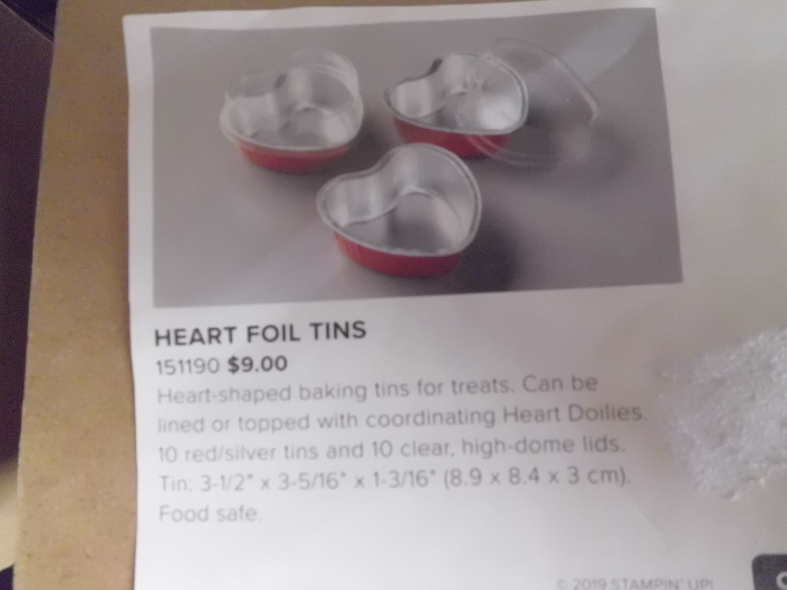 STAMPIN' UP! HEART FOIL TINS, 2 FULL BOXES, FOOD & OVEN SAFE, LIDS INCLUDED